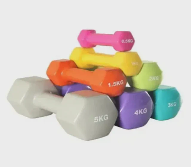 Sport Vinyl Dipped Dumbbell Set Colorful Hex Hand Weight Hex Dumbbell shown in its Made-in-China supplier listing