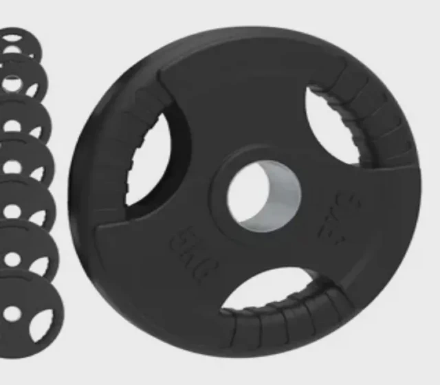 Dx Rubber Coated Cast Iron Bumper Plate for Tri Grip Weight Plates shown in its Made-in-China supplier listing