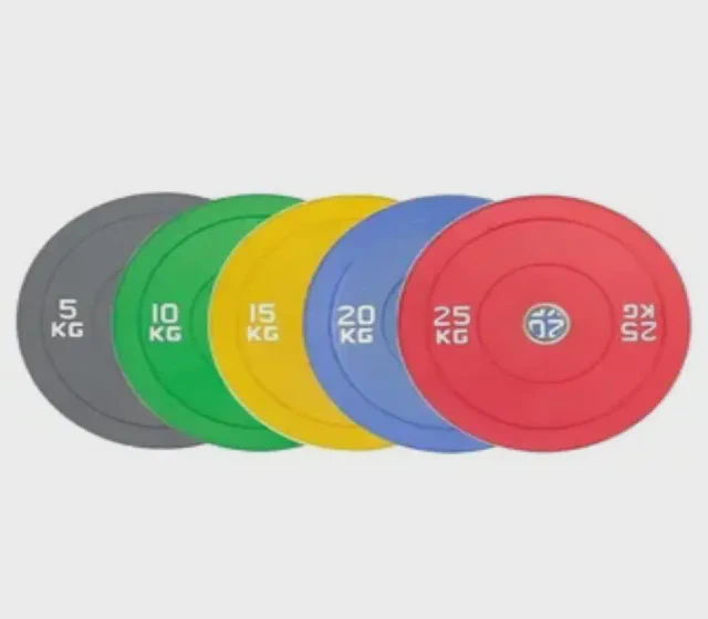 Gym Fitness Colored Weight Discs Rubber Bumper Weight Plates shown in its Made-in-China supplier listing