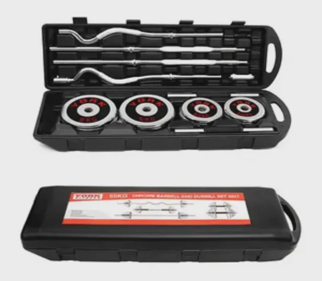 Factory Wholesale 2 in 1 Convertible Chrome Dumbbell Barbell Set Cast Iron Mirror Chrome Plates Adjustable Home Gym Fitness Dumbbell Set with Storage Case shown in its Made-in-China supplier listing