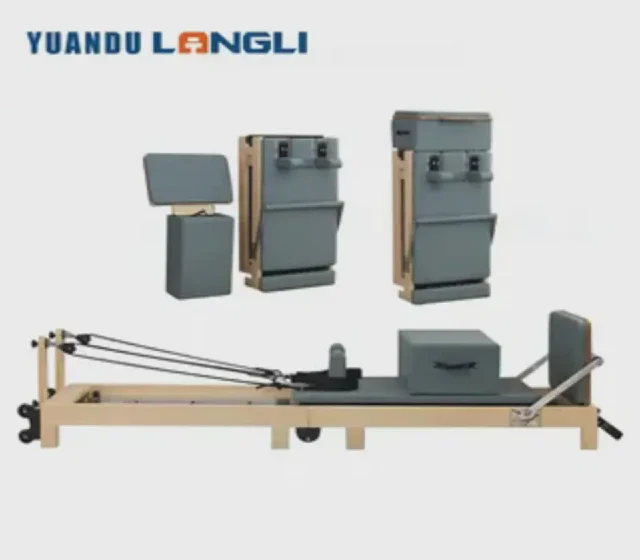 Compact Foldable Pilates Reformer Bed Portable Folding Pilates Machine Home Gym Fitness Yoga Equipment shown in its Made-in-China supplier listing