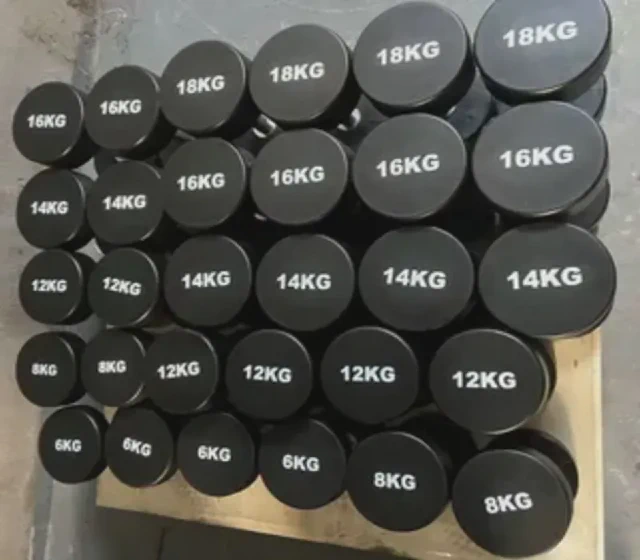 Free Weights Custom Wholesale Weightlifting Round Dumbbell Gym Fitness Equipiment PU Dumbbell shown in its Made-in-China supplier listing